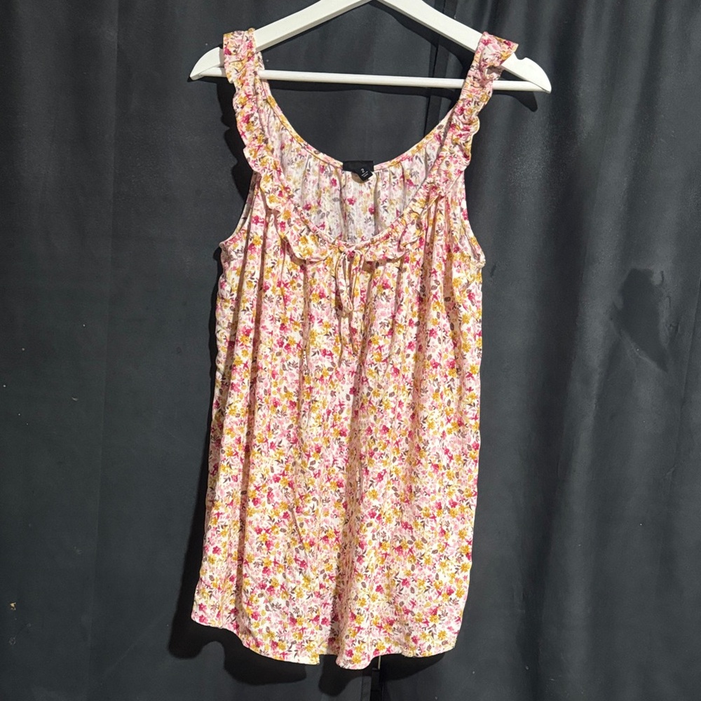 Floral Ruffle Tank Top